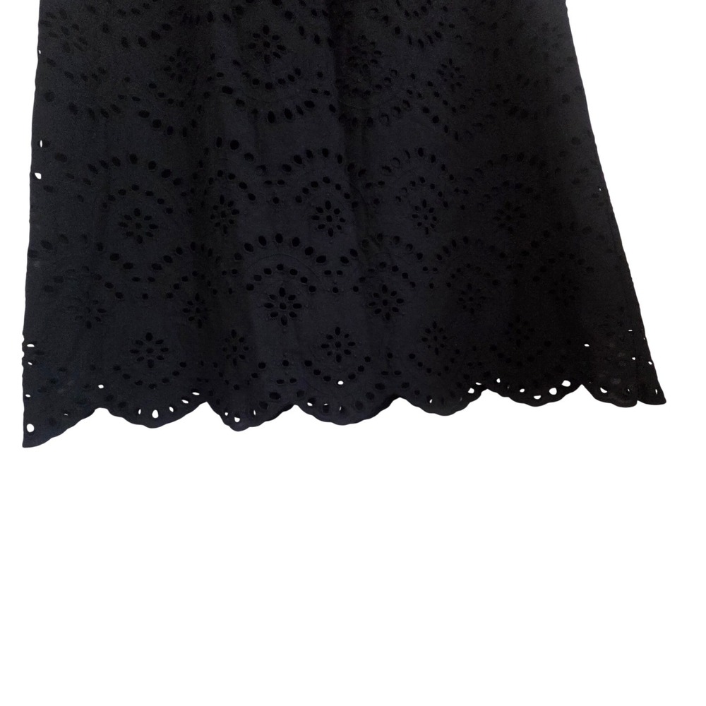 Joie Black Eyelet Cotton Midi Skirt Scalloped Hem Size Medium Elastic Waist - Picture 5 of 8